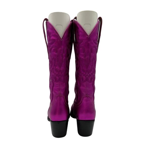 Jeffery Campbell Dagget Western Boot In Fuchsia Metallic Leather - Picture 9 of 14